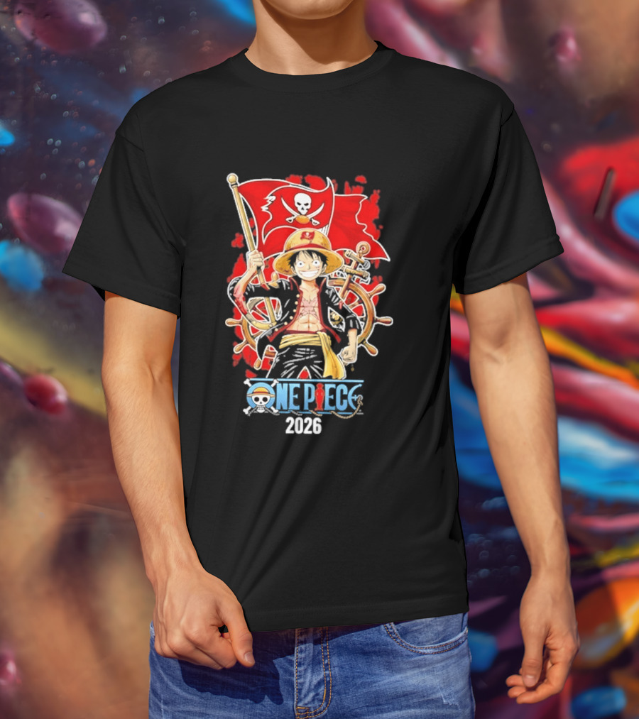 Tampa Bay Buccaneers One Piece Luffy 2026 Pirate Flag Adventure T-Shirt