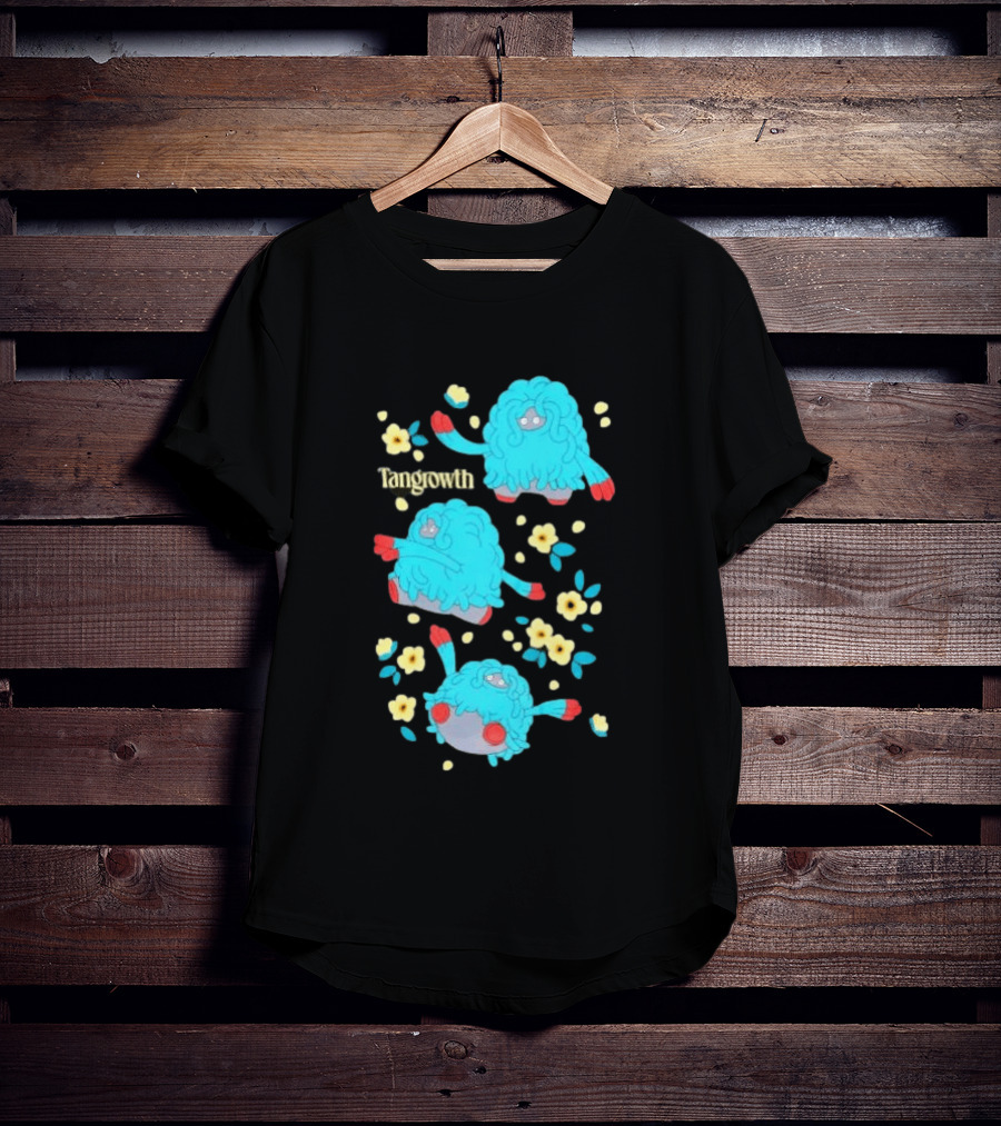 Tangrowth Pokémon Floral Grass Type Yellow Flowers And Blue Vines T-Shirt