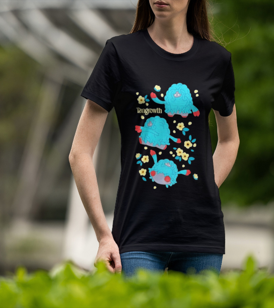 Tangrowth Pokémon Floral Grass Type Yellow Flowers And Blue Vines T-Shirt