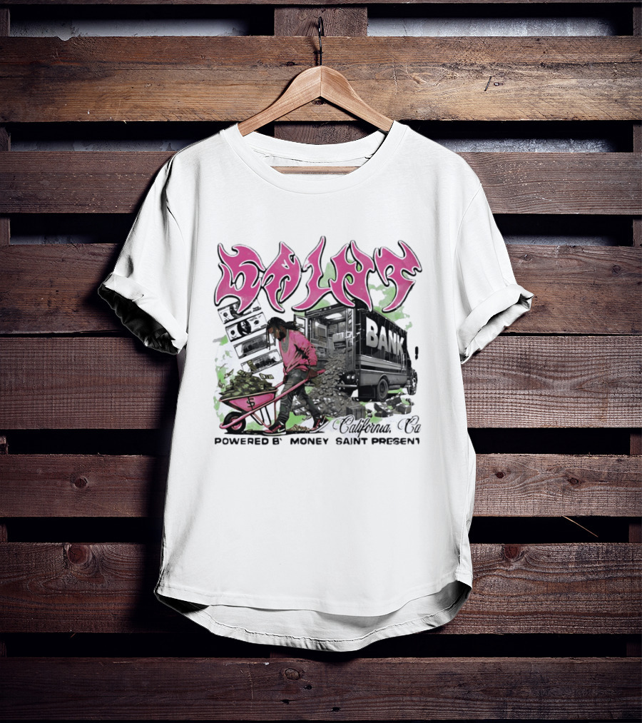 Saint Bank California Co Powered By Money Saint Present T-Shirt