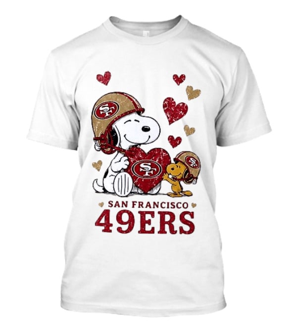 San Francisco 49ers Peanuts Snoopy Love Hearts T-Shirt