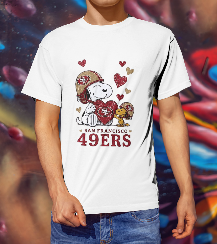 San Francisco 49ers Peanuts Snoopy Love Hearts T-Shirt