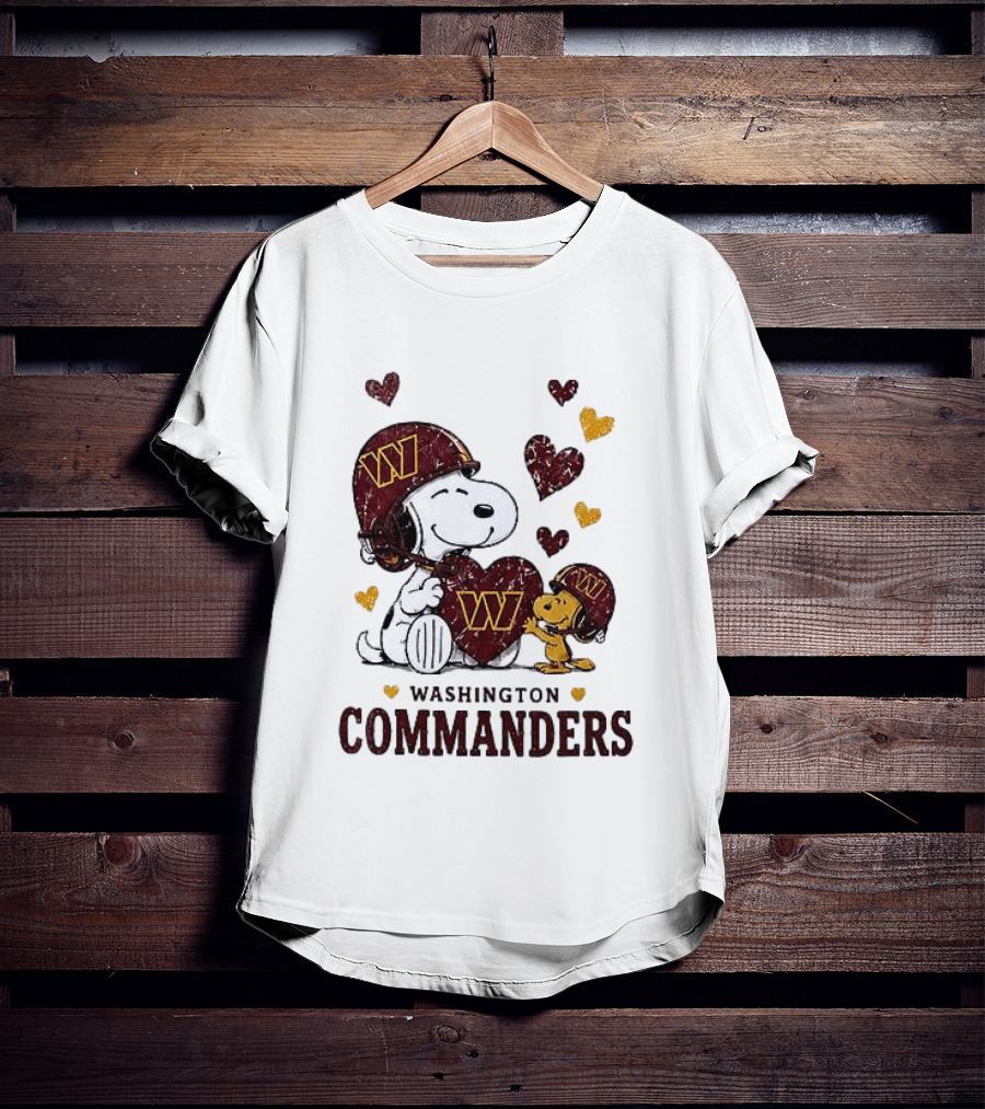 Washington Commanders Peanuts Snoopy Woodstock Love Laughter Hearts T-Shirt