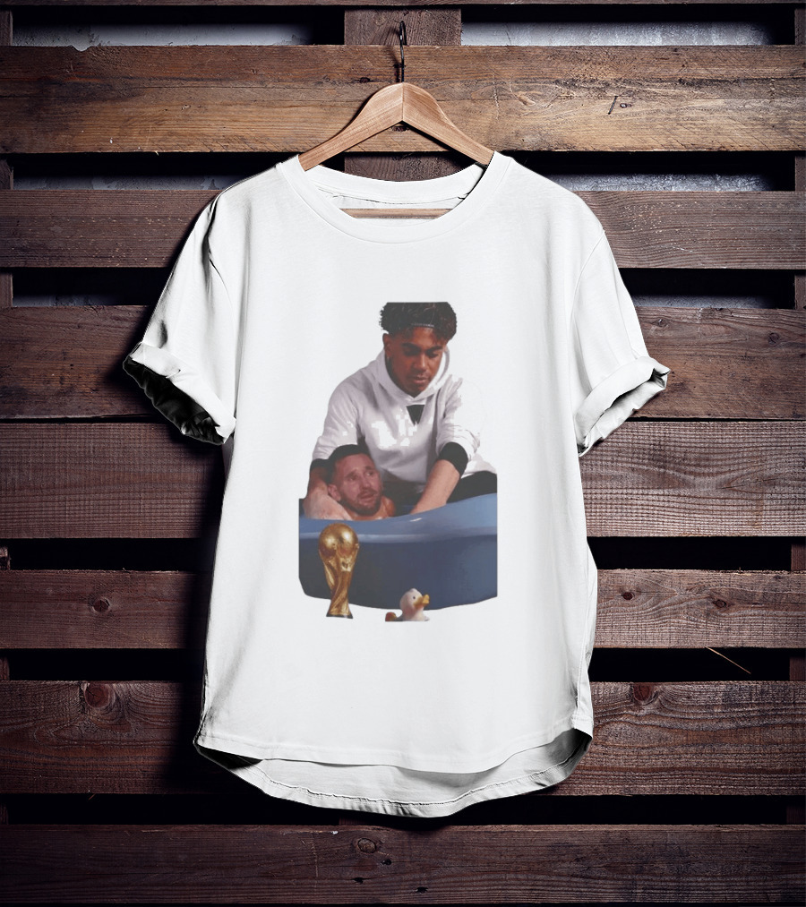 Messi Crying Bath Tub Trophy Football T-Shirt