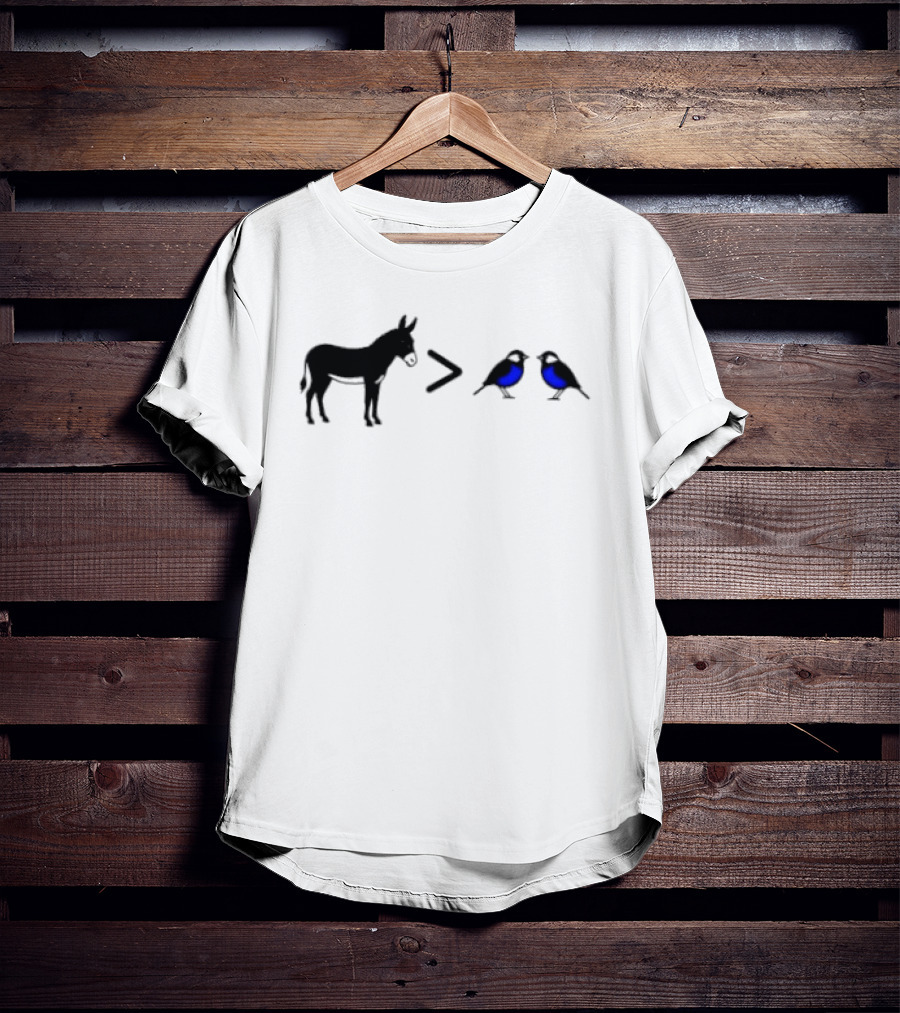 Donkey Greater Than Two Birds Math Fun Equation T-Shirt