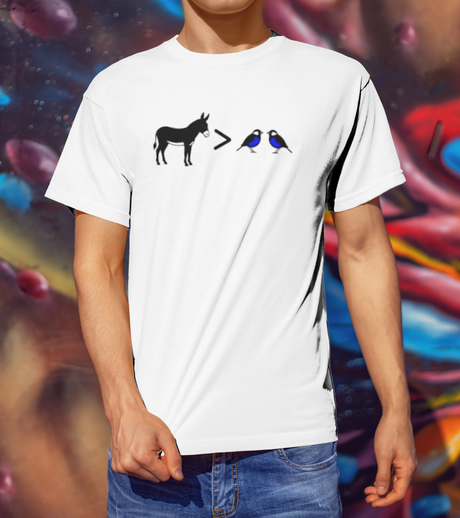 Donkey Greater Than Two Birds Math Fun Equation T-Shirt