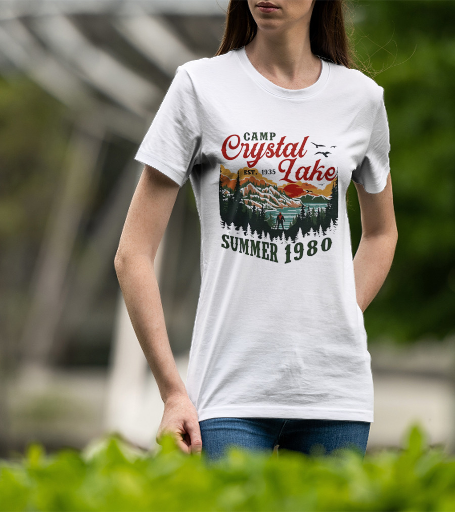 Camp Crystal Lake EST 1935 Summer 1980 Scenic Reflection T-Shirt