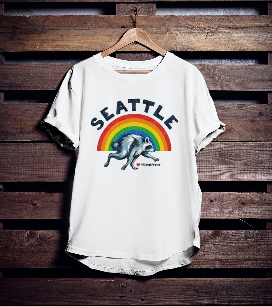 Seattle Jimothy Rainbow Pride 2026 Raccoon Heart T-Shirt