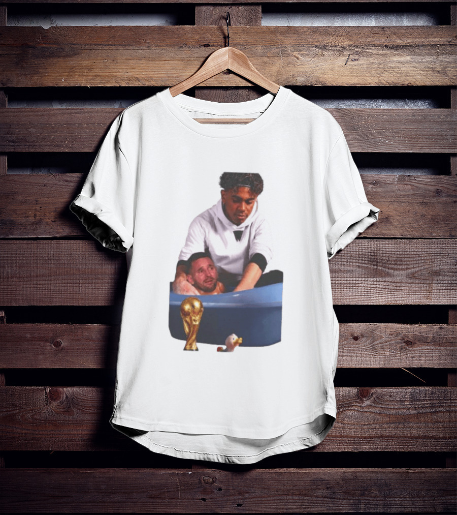 Lamine Yamal Lionel Messi Bathtub Meme World Cup Trophy T-Shirt