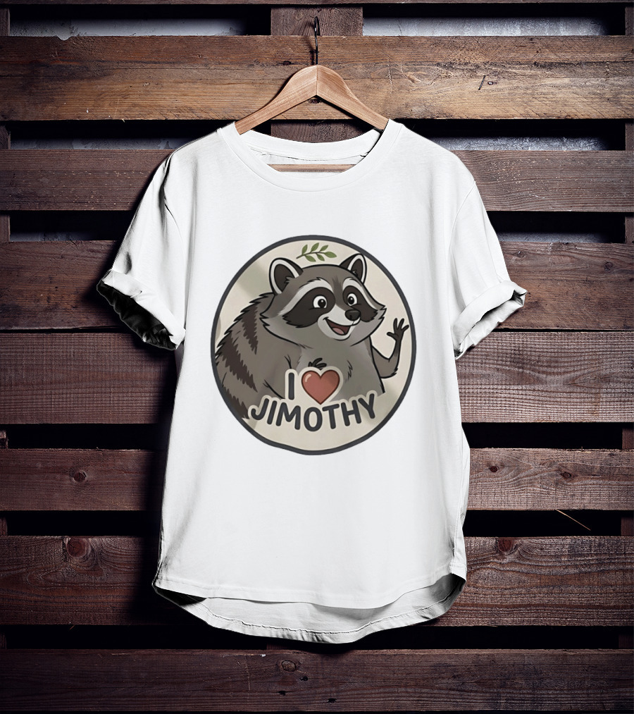 I Love Jimothy Adorable Cartoon Raccoon Enthusiast Favorite T-Shirt