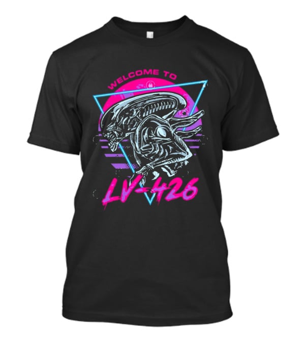 Welcome To LV 426 Alien Xenomorph Retro Neon Triangle T-Shirt
