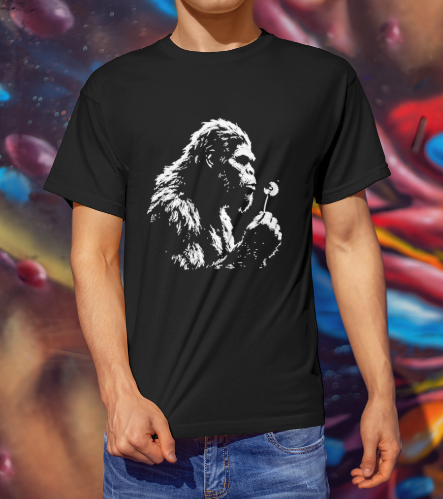 Bigfoot Sasquatch Blowing Dandelion Cryptid Mythical Creature T-Shirt