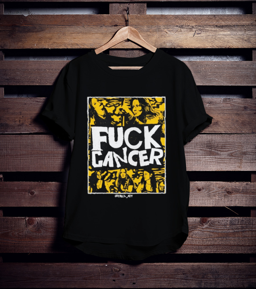 Fuck Cancer Support Bold Graphic With Yellow And Black T-Shirt