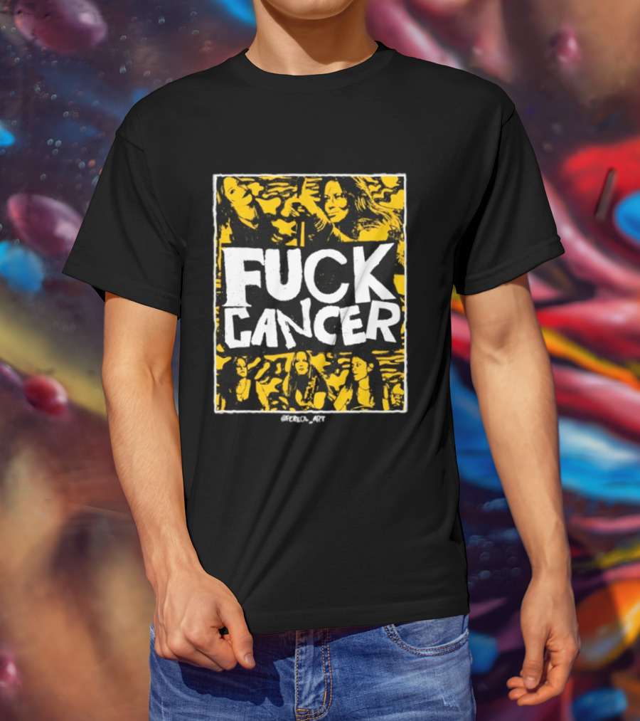 Fuck Cancer Support Bold Graphic With Yellow And Black T-Shirt
