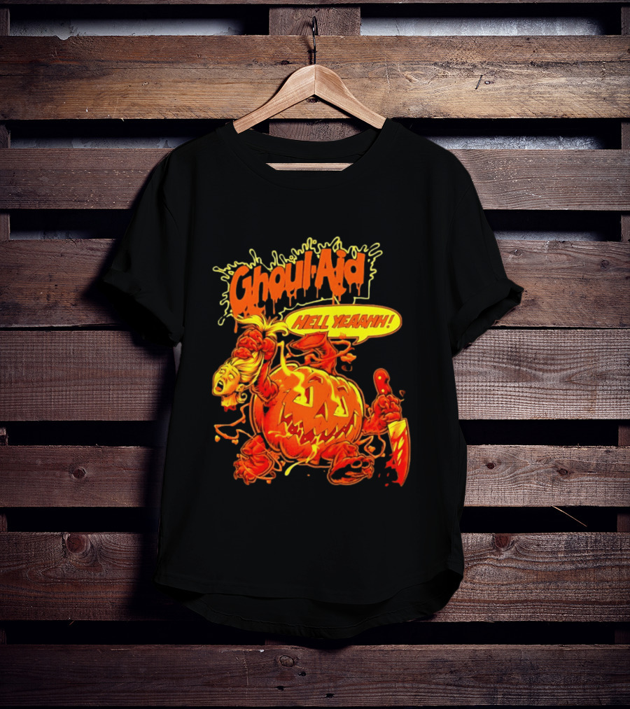 Ghoul Aid Hell Yeaahh Pumpkin Halloween Knife Monster T-Shirt
