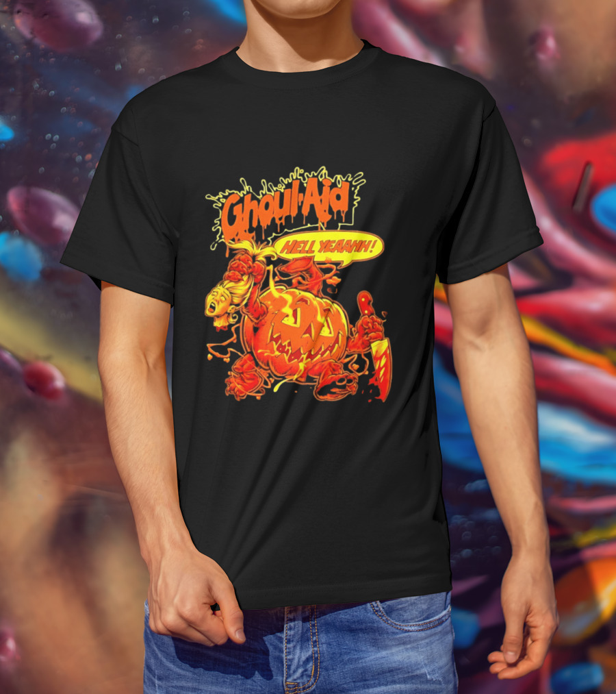 Ghoul Aid Hell Yeaahh Pumpkin Halloween Knife Monster T-Shirt