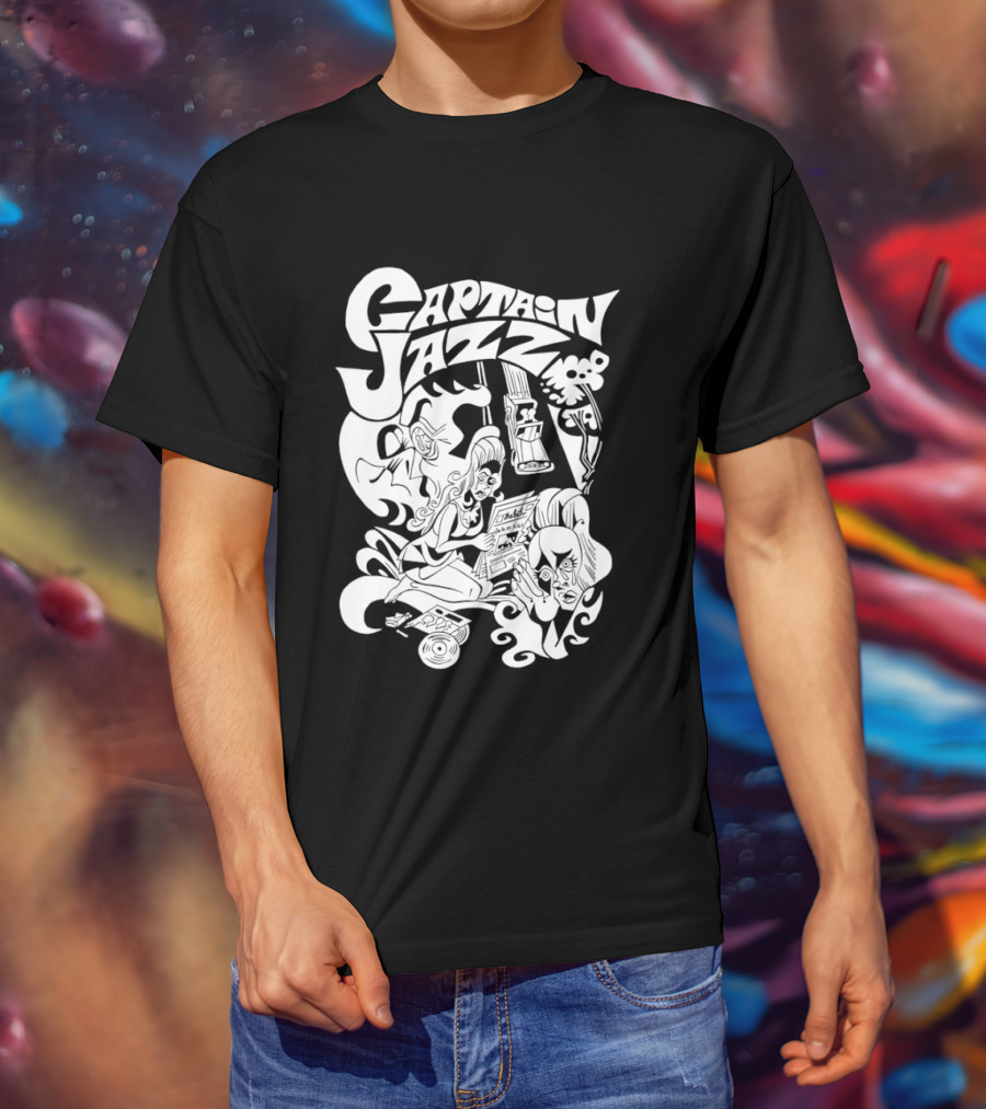 Captain Jazz Comic Retro Music Vibes T-Shirt