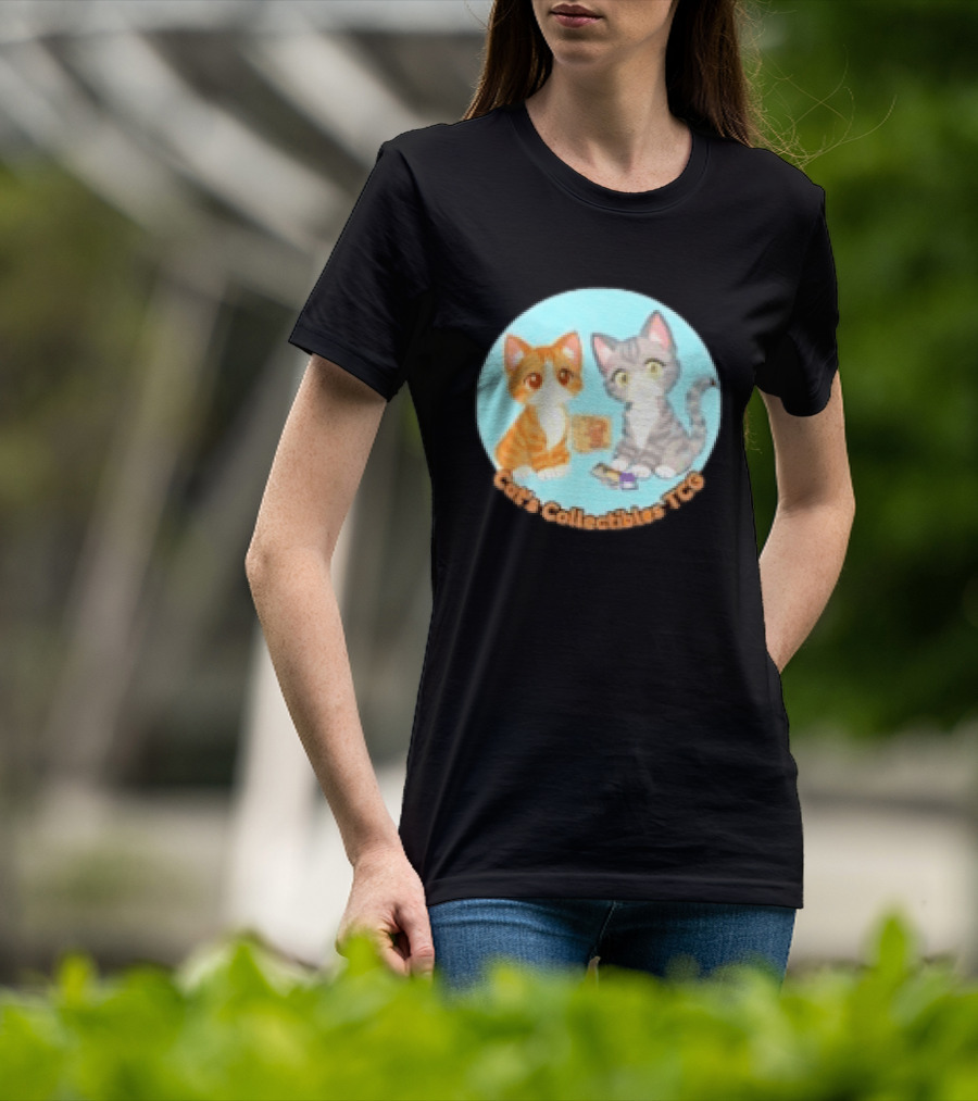 Cat's Collectibles TCG Cute Cartoon Cats Holding Trading Cards T-Shirt