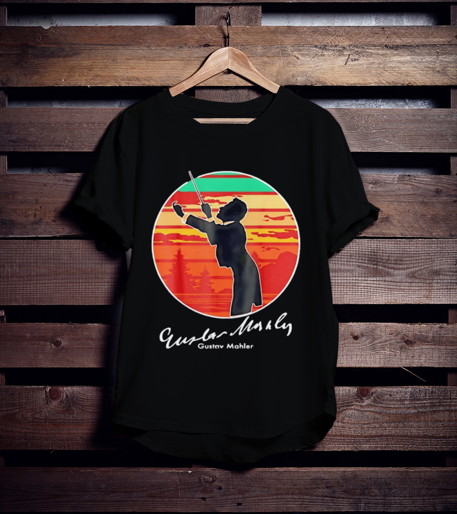 Gustav Mahler Conducting Silhouette With Vibrant Sunset T-Shirt