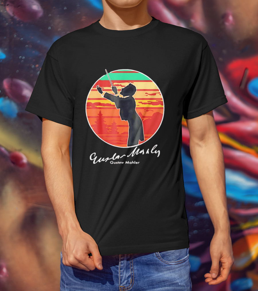 Gustav Mahler Conducting Silhouette With Vibrant Sunset T-Shirt