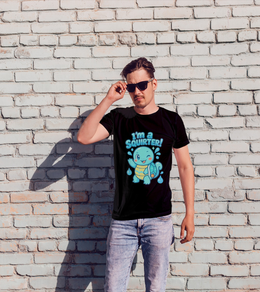 I'm A Squirter Cartoon Turtle Water Drops T-Shirt