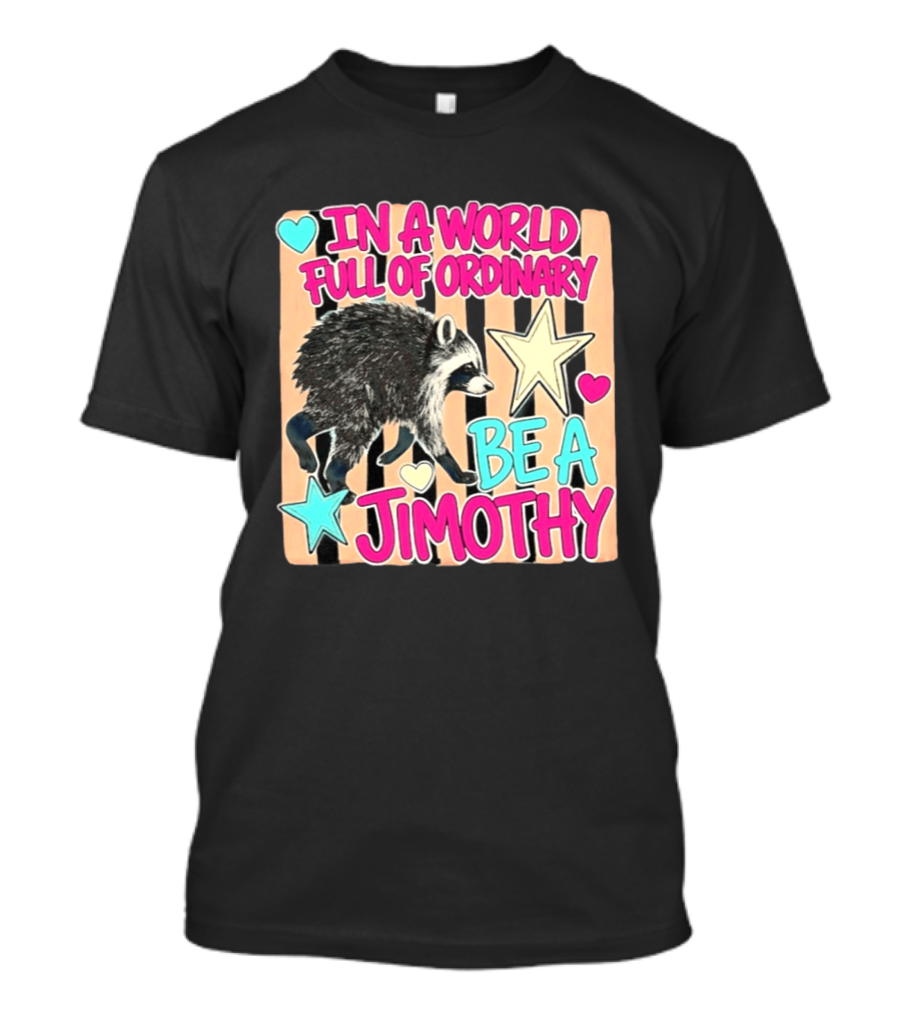 In A World Full Of Ordinary Be A Jimothy Raccoon With Stars And Hearts T-Shirt