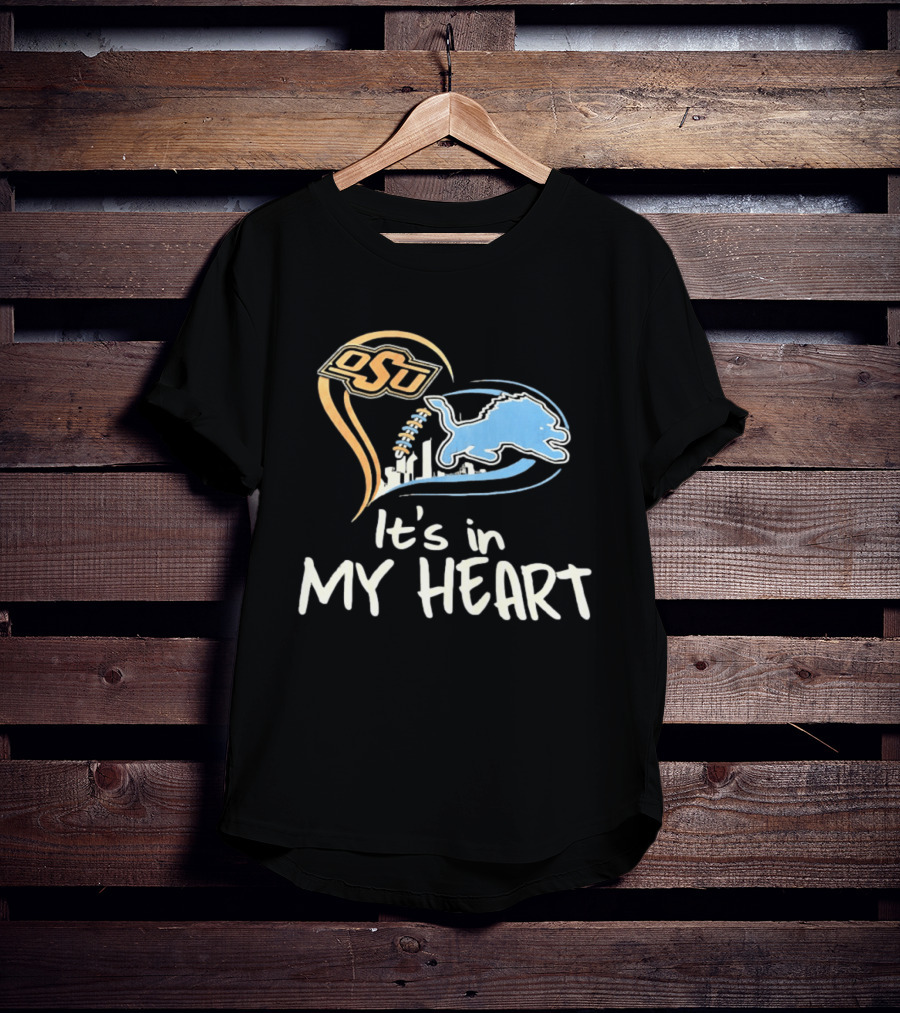 OSU And Detroit Lions Heart Graphic Connection T-Shirt