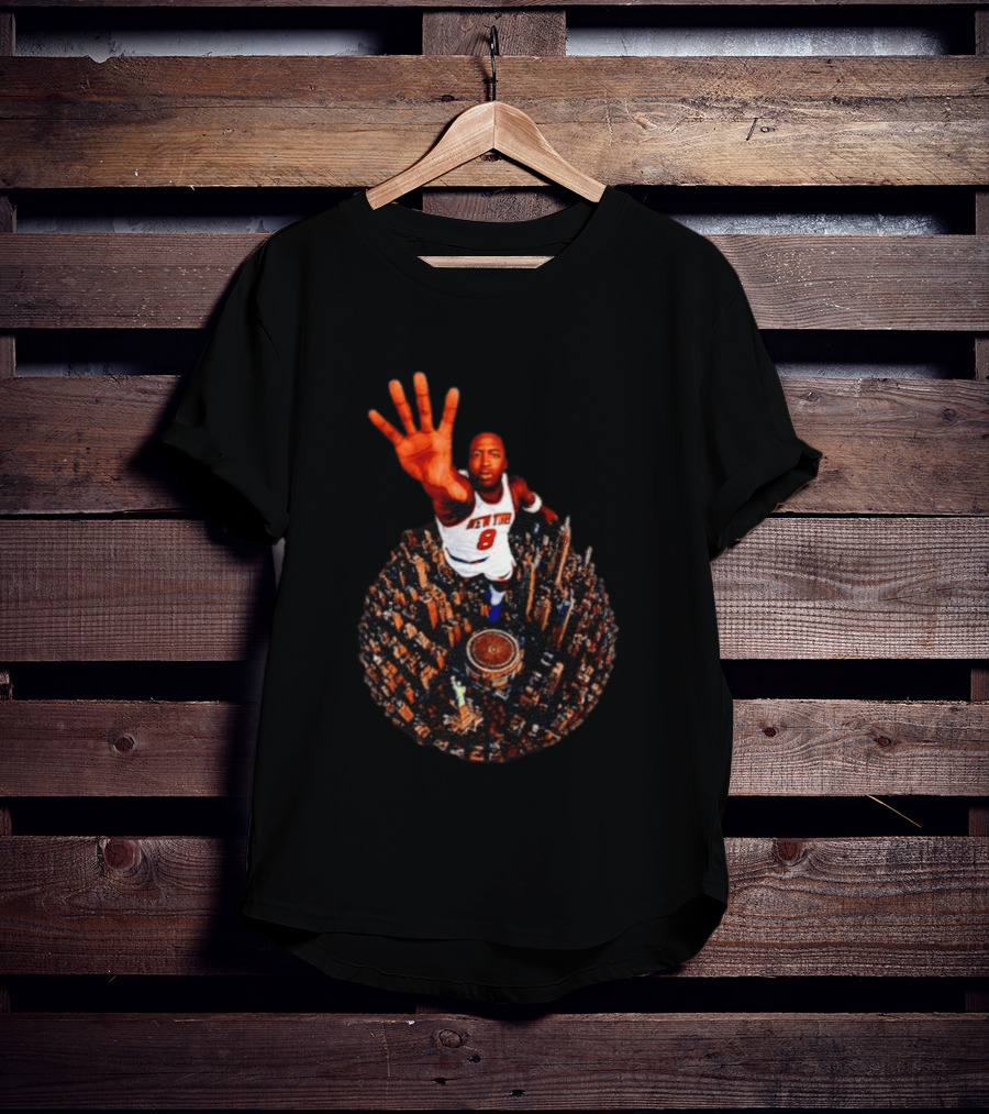 New York Knicks No 8 Aerial Cityscape Legend T-Shirt
