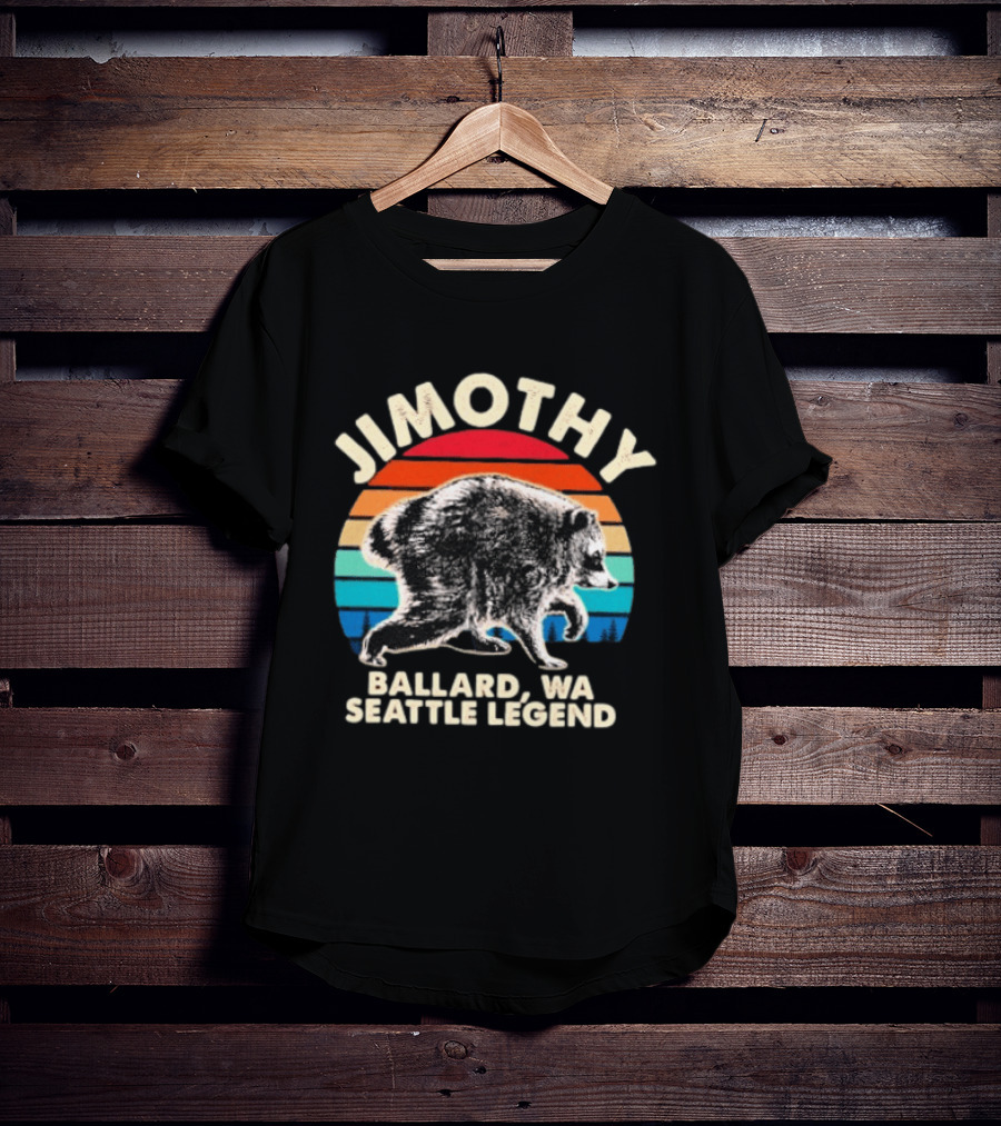 Jimothy Raccoon Ballard WA Seattle Legend Retro Vintage Sunset T-Shirt