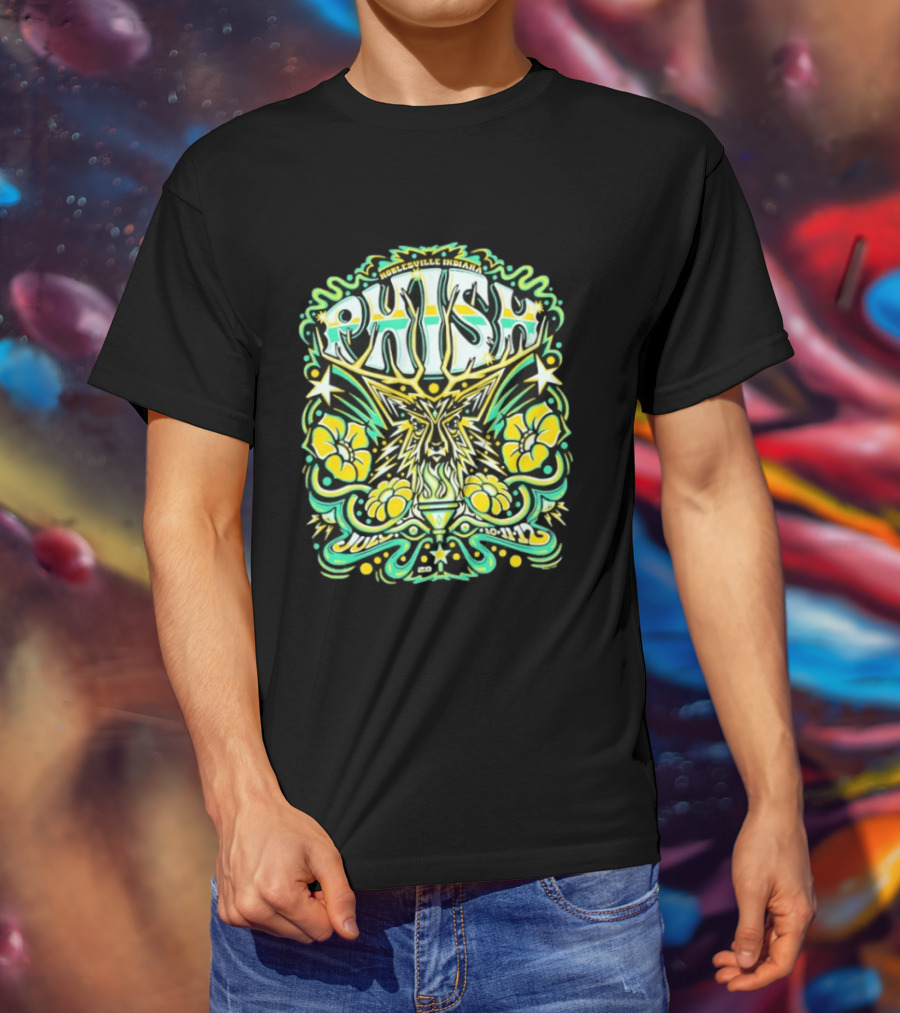 Phish Noblesville Indiana July 10 11 12 2026 Psychedelic Floral And Starburst T-Shirt
