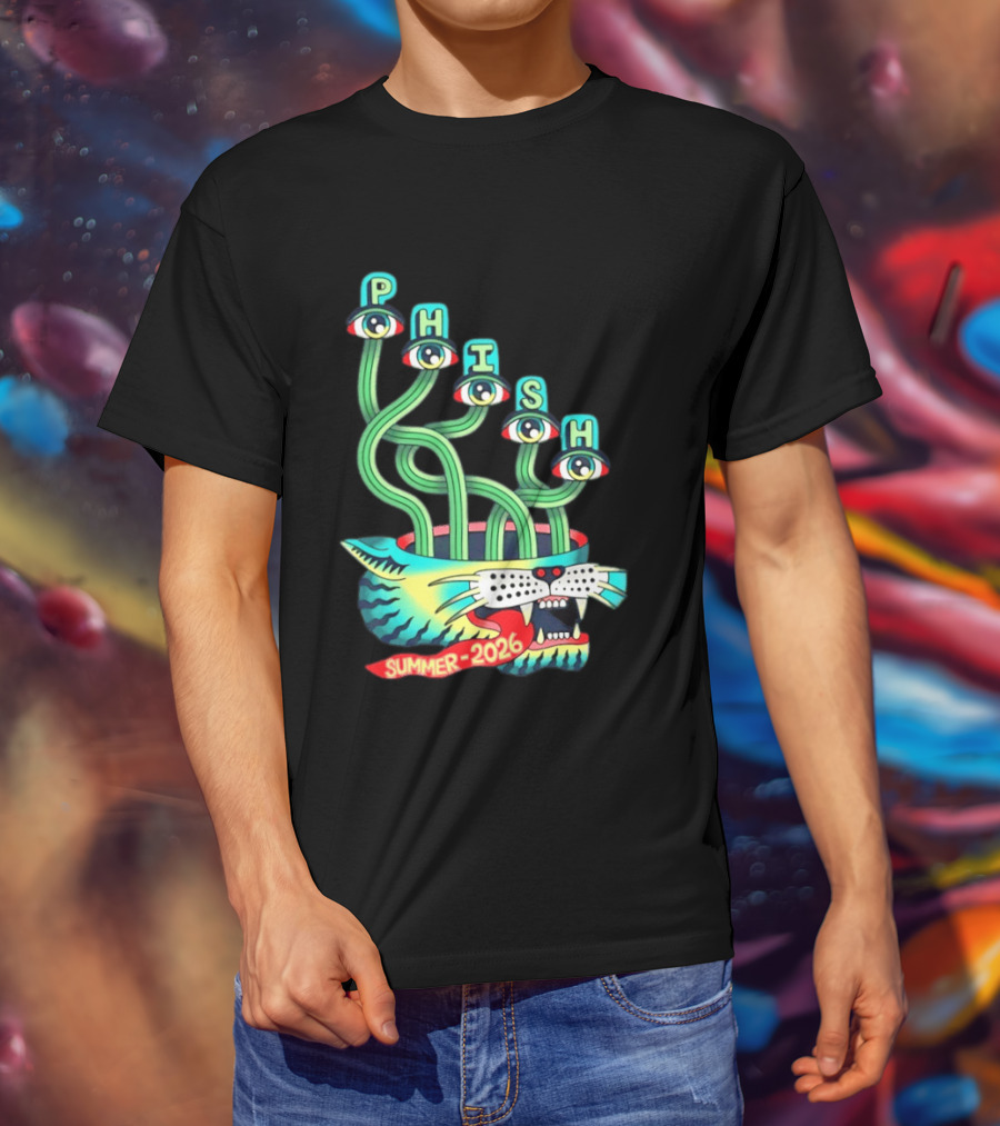 Phish Summer 2026 Jam Band Psychedelic Cat Eye Stalks T-Shirt