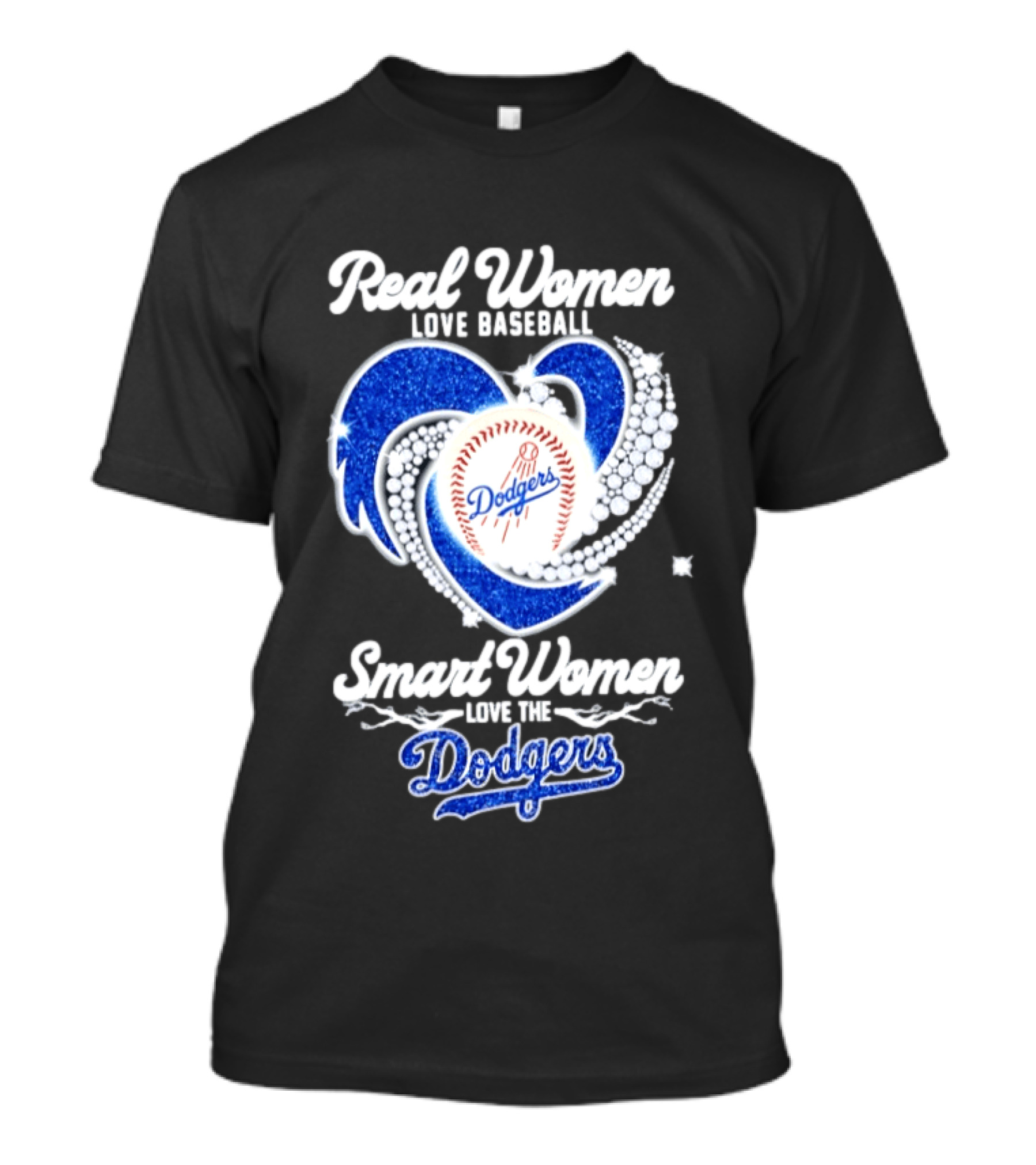 Real Women Love Baseball Smart Women Love The Dodgers Baseball Heart T-Shirt
