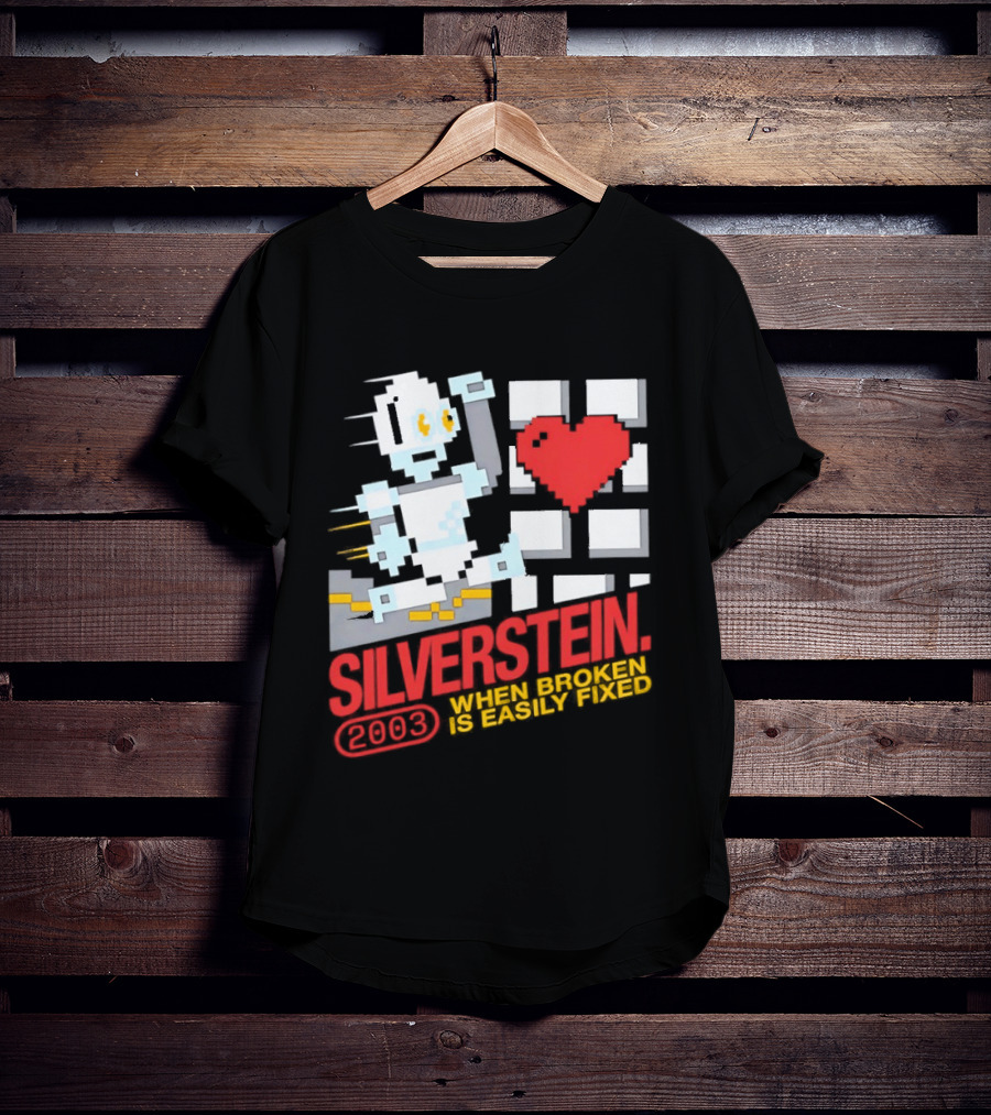 Silverstein 2003 When Broken Is Easily Fixed Pixel Robot Heart T-Shirt