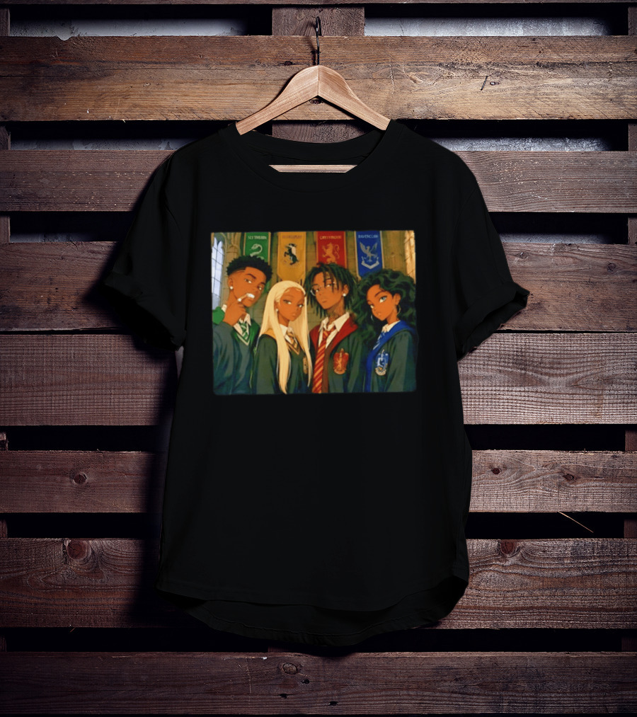 Slytherin Hufflepuff Gryffindor Ravenclaw Hogwarts Students Anime Characters T-Shirt