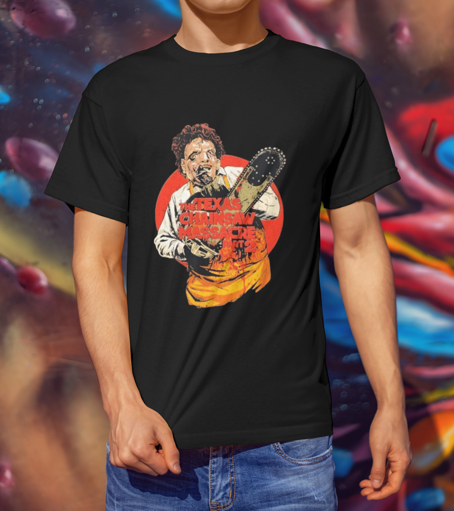 Texas Chainsaw Massacre Part 2 Bubba Chainsaw Graphic Burst T-Shirt