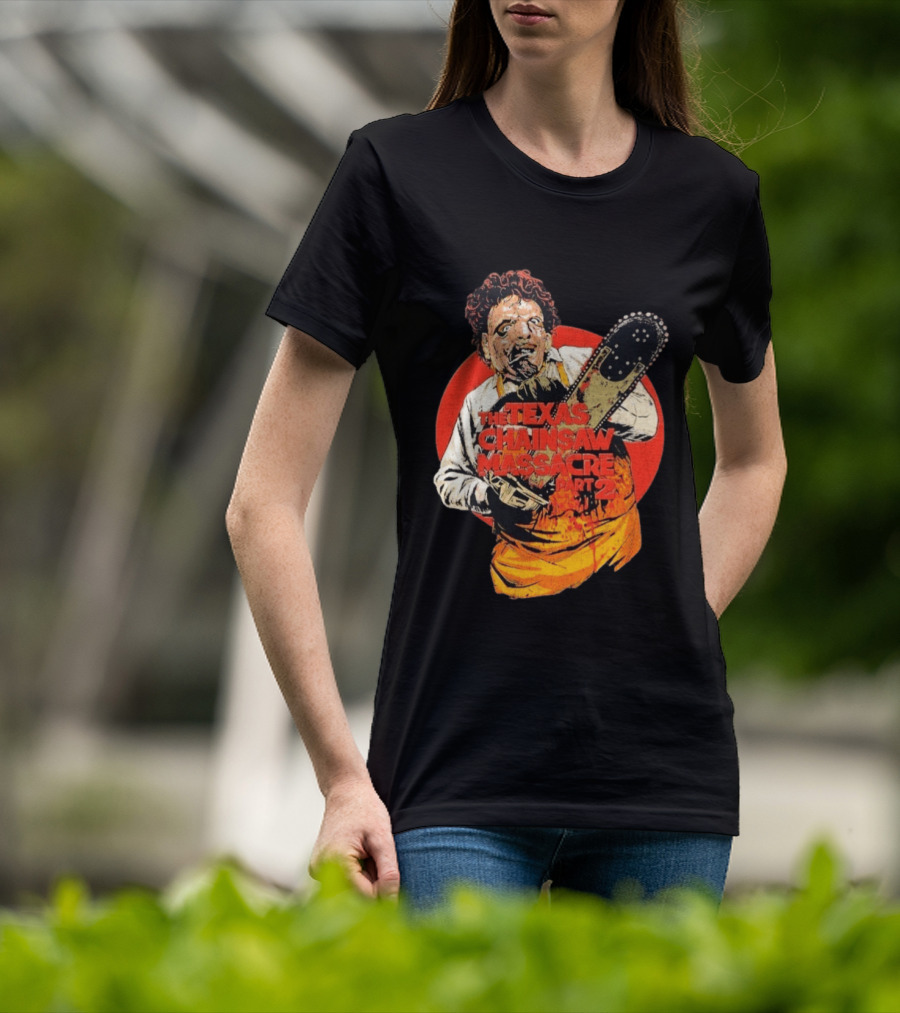 Texas Chainsaw Massacre Part 2 Bubba Chainsaw Graphic Burst T-Shirt