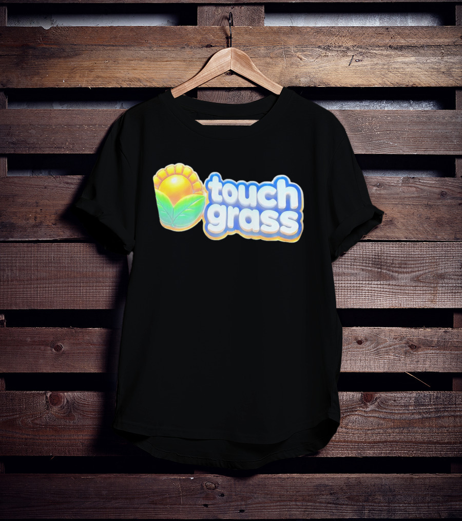 Touch Grass Plants Vs Zombies Sunflower Gaming Meme T-Shirt