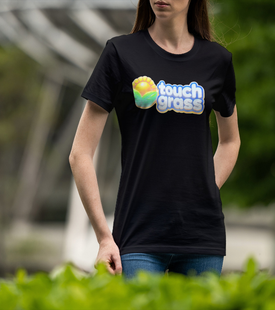 Touch Grass Plants Vs Zombies Sunflower Gaming Meme T-Shirt