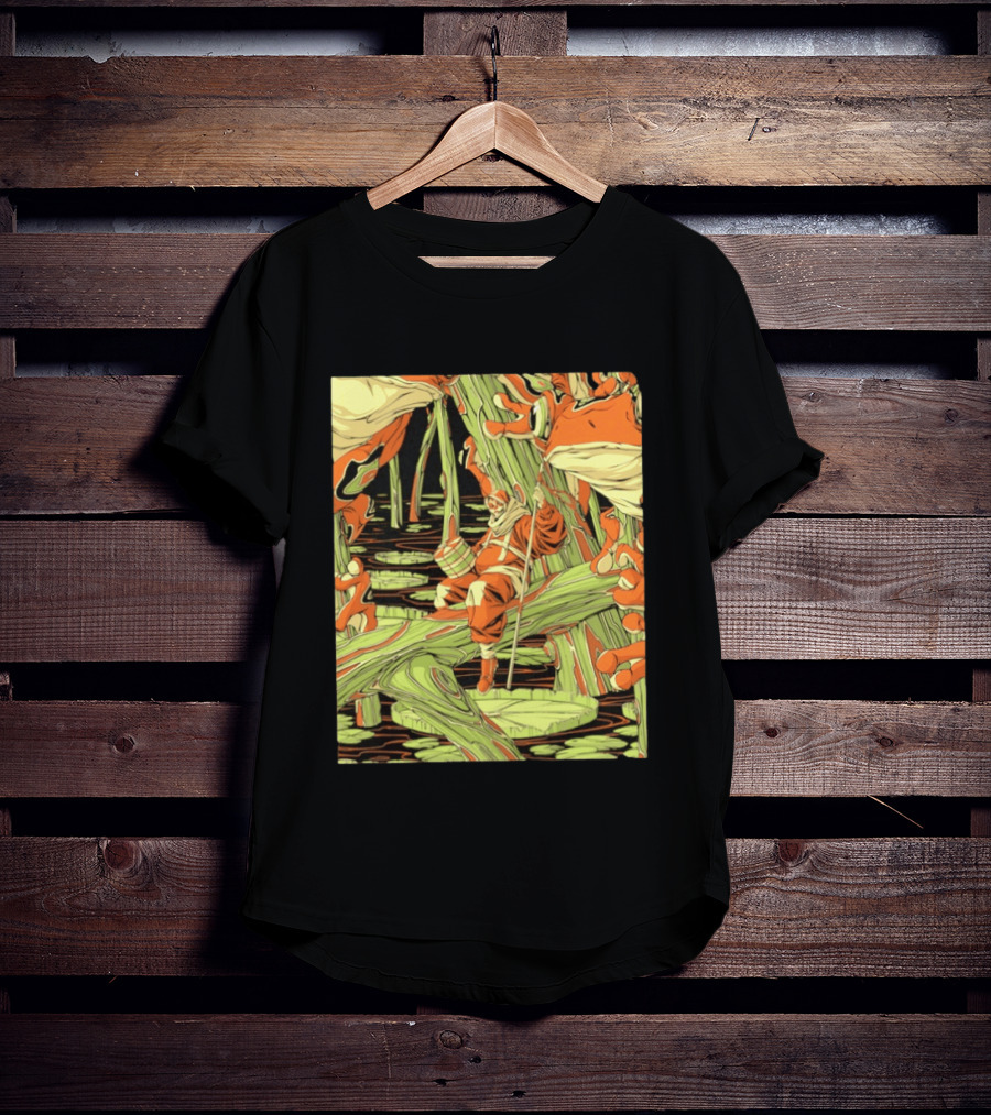 Swamp Explorer With Giant Frogs Wilderness Adventure T-Shirt