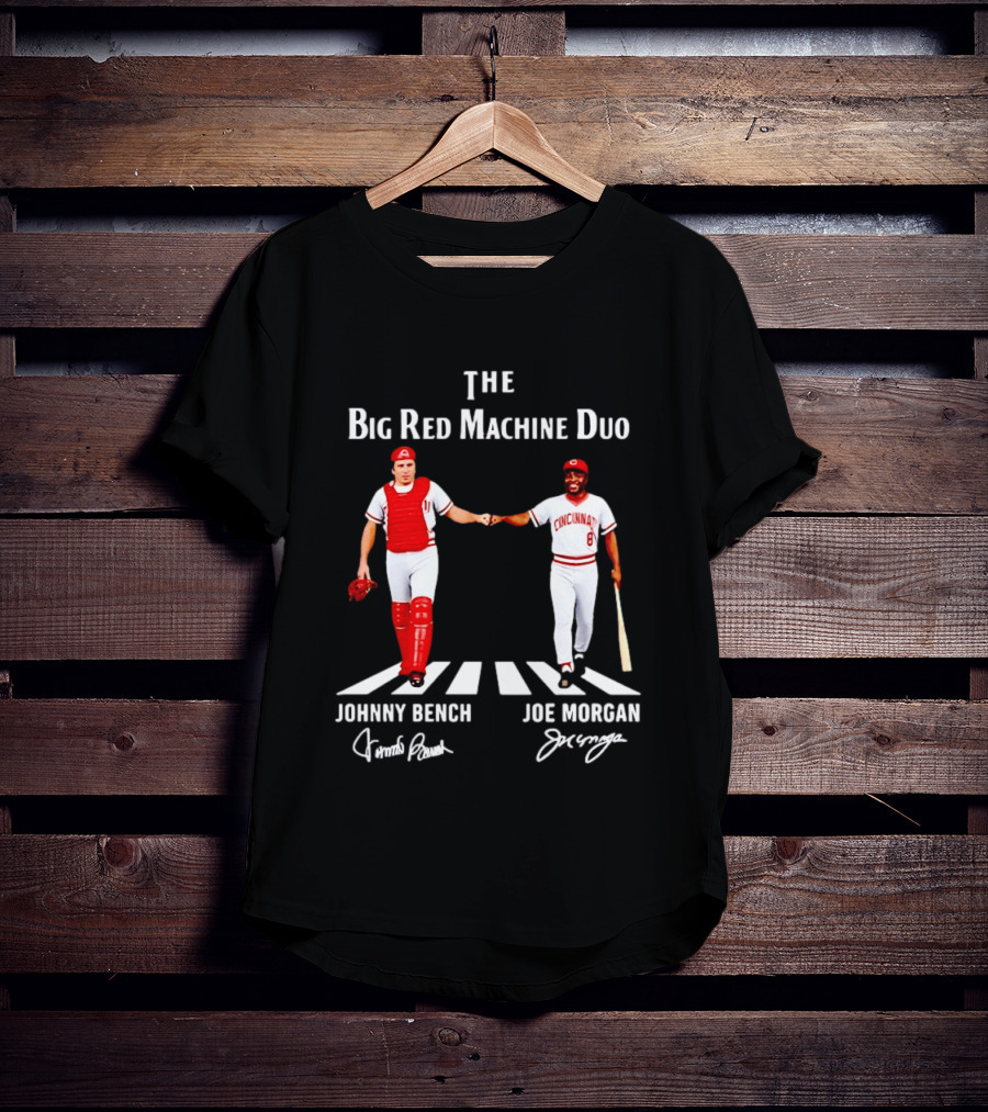The Big Red Machine Duo Johnny Bench Joe Morgan Cincinnati Reds Fist Bump T-Shirt