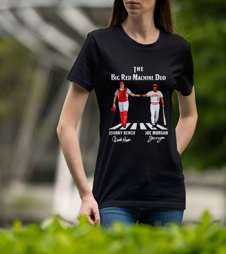 The Big Red Machine Duo Johnny Bench Joe Morgan Cincinnati Reds Fist Bump T-Shirt