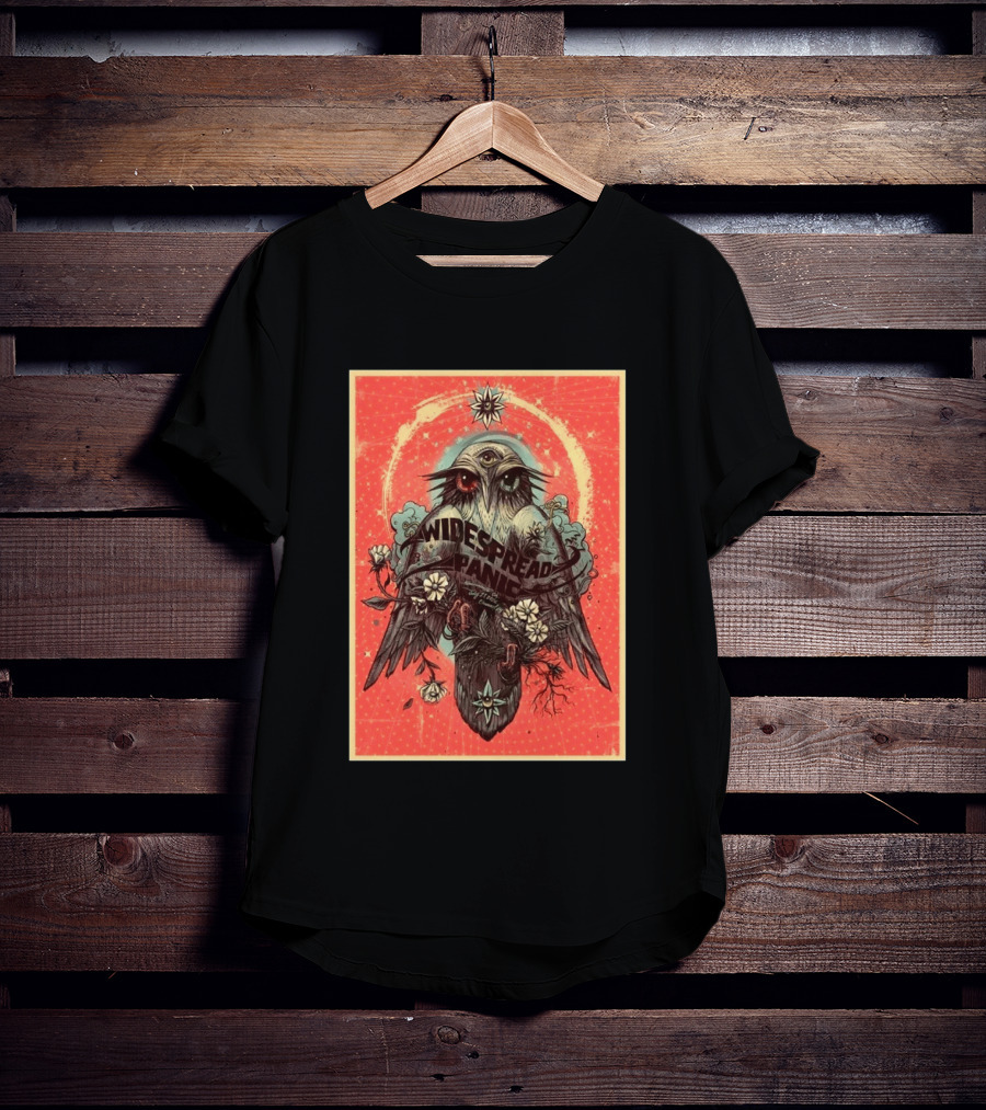 Widespread Panic Sacramento 2026 Event July 21 Venue Channel 24 Owl With Third Eye Floral Motif T-Shirt