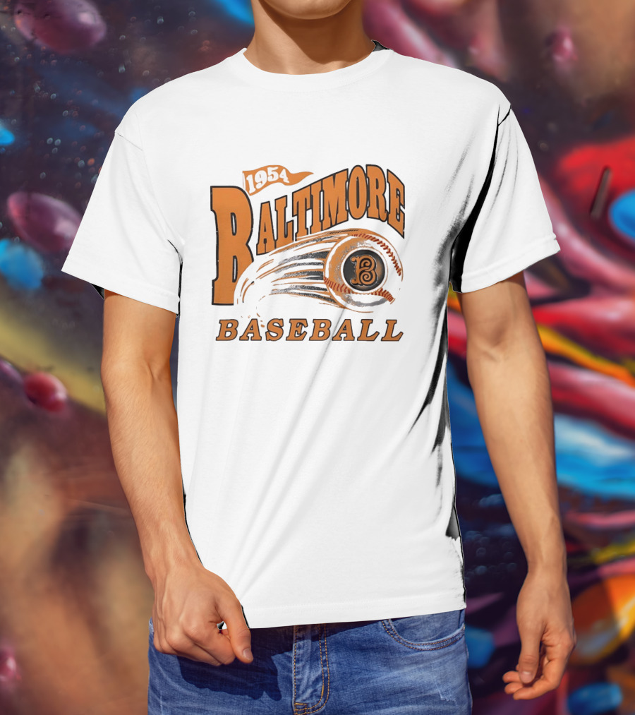 1954 Baltimore Baseball B Classic MLB Style Vintage Look T-Shirt