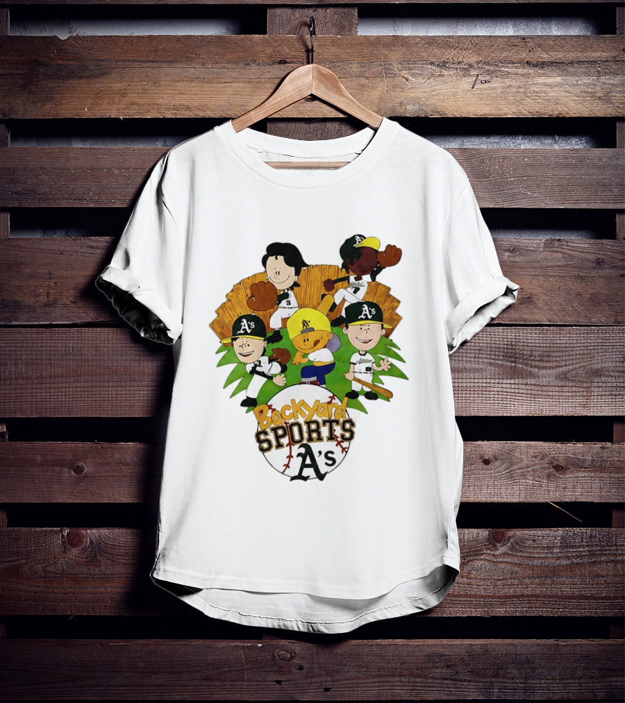 Backyard Sports A's Oakland Athletics MLB Characters Playing Baseball T-Shirt