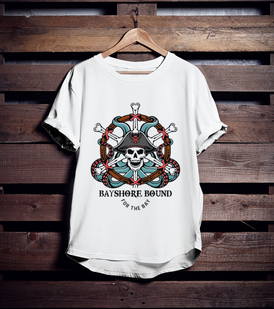 Bayshore Bound Pirate Skull For The Bay Adventure T-Shirt