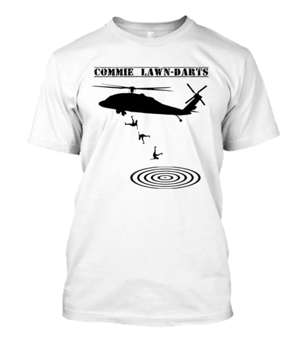 Commie Lawn Darts Helicopter Paratrooper Meme Target Landing T-Shirt