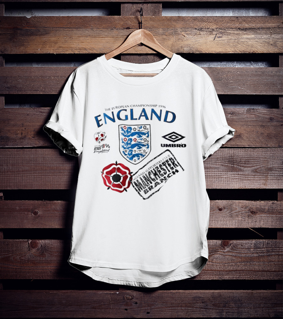 The European Championship 1996 England Supporters Club Manchester Branch Umbro Euro 96 T-Shirt