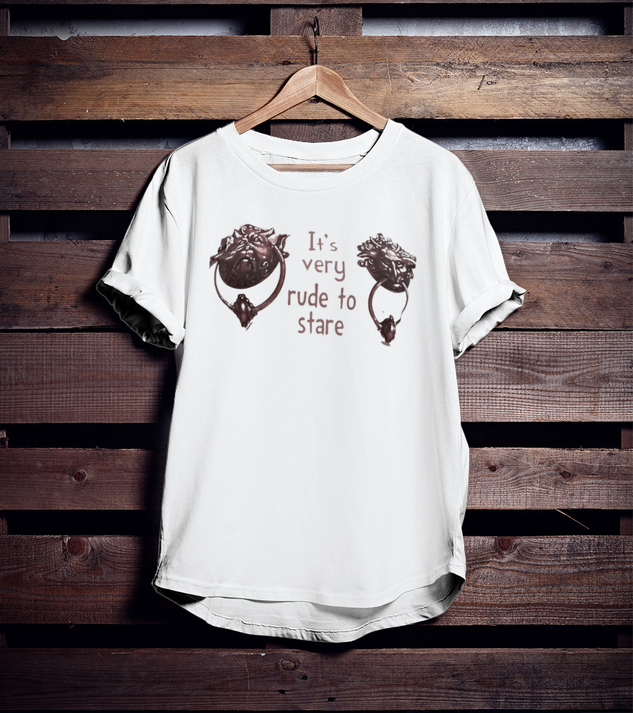 It's Very Rude To Stare Labyrinth Door Knockers Iconic Movie T-Shirt