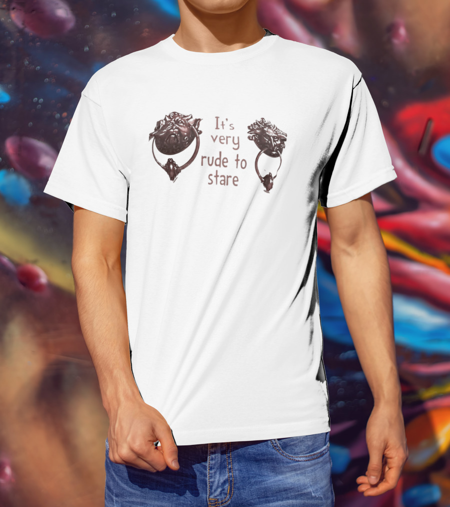It's Very Rude To Stare Labyrinth Door Knockers Iconic Movie T-Shirt