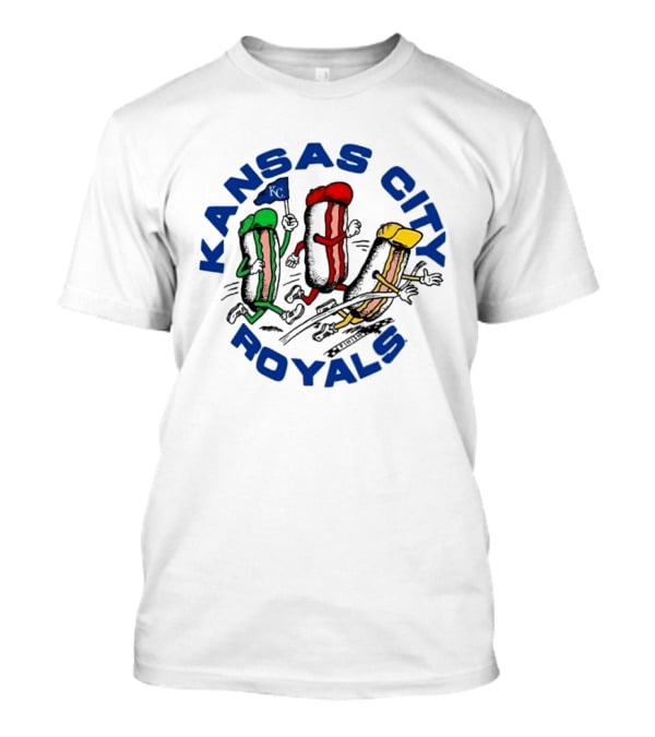 Kansas City Royals Hot Dog Race Mascots With Flag T-Shirt